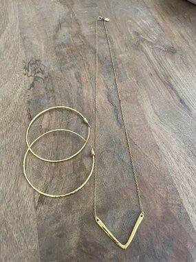 Gorjana large gold hoops and necklace bundle